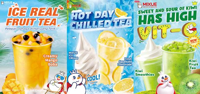 Daftar Menu Mixue Ice Cream & Fruit Tea dan Harganya