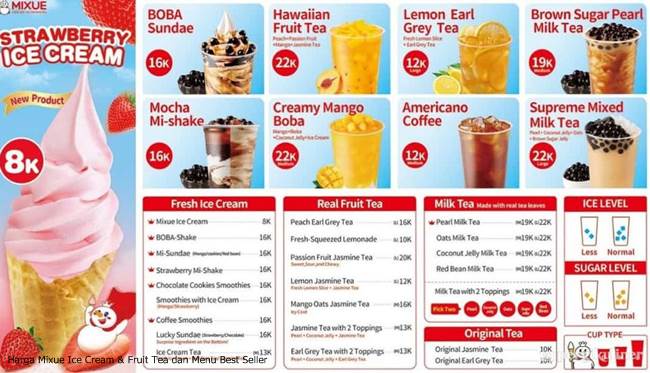 Harga Mixue Ice Cream & Fruit Tea dan Menu Best Seller